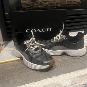 Coach Women's Black and Gray Patterned Sneakers